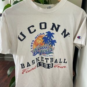 Vintage White UConn Basketball Graphic Tee